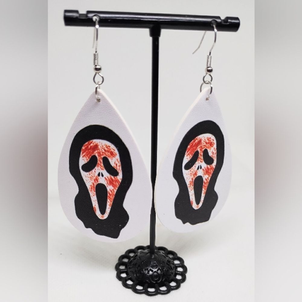 Halloween earrings faux leather new e54